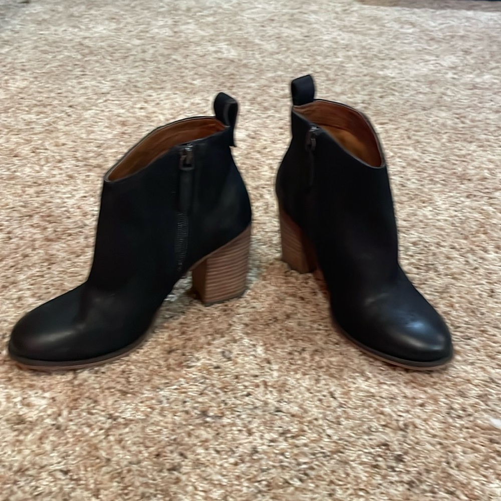 Brand new, never worn black round toe booties.  3 inch block heel.